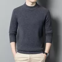男士羊毛衫冬季新款半高领加厚保暖450克纯色打底针织毛衣男