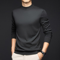 含绵羊毛桑蚕丝半高领针织衫男秋季新款纯色套头男士打底衫_247078