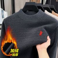 加绒男士毛衣2025冬季新款时尚半高领加厚保暖针织打底衫男
