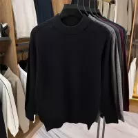 重磅加厚粗针半高领毛衣男2025冬季新款提花纯色保暖男士针织衫