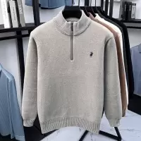 重磅加厚高品质毛衣男秋冬季新款半拉链雪貂绒男士加绒针织衫_5737