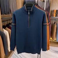 加厚半拉链立领毛衣男冬季新款中年休闲撞色保暖打底男士针织衫_754