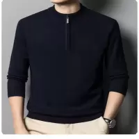 2025秋冬新款半高领拉链毛衣男加厚长袖中年休闲套头男士针织衫