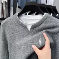 加厚针织假两件针织衫男2025秋冬新款时尚刺绣休闲保暖男士毛衣