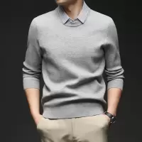 加厚男士毛衣假两件2025秋冬季新款翻领休闲打底针织衫男