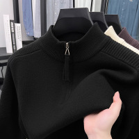 莱赛尔半高领拉链加厚毛衣男2025秋冬季高品质保暖打底男士针织衫