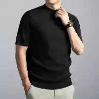 16针莱赛尔可机洗羊毛衫男2025秋冬新款半高领打底短袖毛衣男