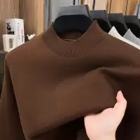 48支双股含羊毛蚕丝毛衣男2025秋季新款16针纯色长袖打底羊毛衫男