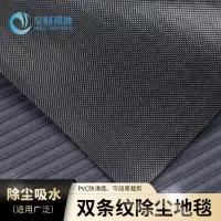 京财祺源 烟灰色 1.8*1米门口走廊过道PVC进门垫双条纹入户除尘地毯酒店吸水地垫 JCY-A409S-DT03