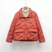 新款简约女式90绒女装立领压胶纯色羽绒服短款大码外套_6731