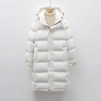 韩版90白鹅绒羽绒服连帽男女情侣青年中长款加厚外套