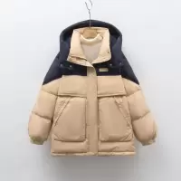 90白鸭绒新国标冬季新款宽松撞色加厚外套拼色羽绒服女_28386