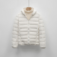 女式90绒纯色轻薄女装连帽带帽无缝羽绒服短款大码外套_025