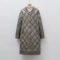 女式90绒轻薄羽绒圆领菱形格中长款女装轻薄款羽绒服