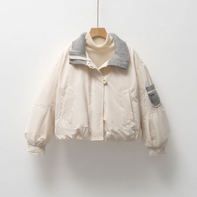 90鸭绒羽绒服女新国标休闲夹克型秋冬简约纯色宽松外套_855272