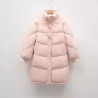 羽绒服宽松白鸭绒牛角扣女新款冬季保暖加厚外套中长款潮