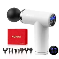 康佳迷你筋膜枪家用瑜伽健身肌肉放松按摩器99档充电款按摩枪礼品V16--迷你款-液晶屏99档--8按摩头+礼盒装--白色