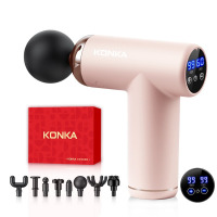 康佳迷你筋膜枪家用瑜伽健身肌肉放松按摩器99档充电款按摩枪礼品V16--迷你款-液晶屏99档--8按摩头+礼盒装--粉色