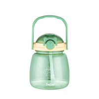 德铂塑料杯900ml便携一键按压贝娜大肚杯绿色DEP-DS366