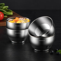 美厨(MAXCOOK) 304不锈钢碗 汤碗双层隔热 餐具面碗13CM(4只装)MCWA702