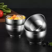 美厨(MAXCOOK) 304不锈钢碗 汤碗双层隔热 餐具面碗13CM(4只装)MCWA702