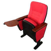 臻远ZY-LTY-11 礼堂椅剧院椅会议室塑壳椅子红色带前写字板单人位