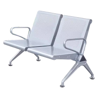 臻远ZY-JCY-07 连排椅机场椅公共座椅等候椅 加厚银色机场椅双人位