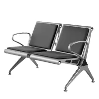 臻远ZY-JCY-19 连排椅机场椅公共座椅等候椅 黑皮机场椅排椅双人位