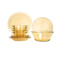 康宁pyrex 玻璃餐具10a件组(2个大汤盘+2个小汤盘+4个带耳碗+1个大色拉碗+1个大盘)PX-SY10A/HP