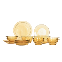 康宁pyrex 玻璃餐具16a件组(2个大汤盘+4个小汤盘+6个带耳碗+1个大色拉碗+2个小色拉碗+1个大盘)