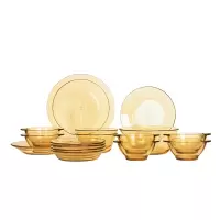 康宁pyrex 玻璃餐具16a件组(2个大汤盘+4个小汤盘+6个带耳碗+1个大色拉碗+2个小色拉碗+1个大盘)