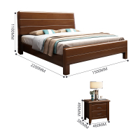 臻远ZY4031125 实木床宿舍家具1.5米单人床含两个床头柜