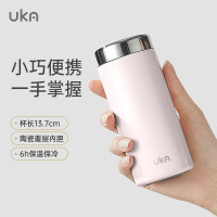 UKA迷你口袋杯小容量保温杯不锈钢陶瓷内胆便携水杯 粉220ml