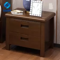 江莱新中式实木床头柜床边收纳柜储物柜收纳床柜小柜子 胡桃色