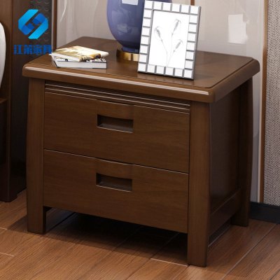 江莱新中式实木床头柜床边收纳柜储物柜收纳床柜小柜子 胡桃色