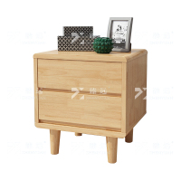 臻远 ZY4030704实木床头柜简约床边柜子收纳柜储物柜直脚双抽款