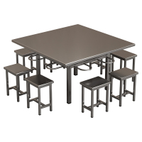 臻远 ZY5110232 不锈钢餐桌椅食堂桌椅组合 1.3米方形餐桌(含凳子)