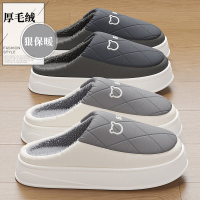 防水棉拖鞋男士秋冬季2025新款室内家居防滑保暖大码棉拖男款冬天