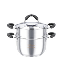 至味 二层蒸蛋汤锅不锈钢蒸汤锅 24cm