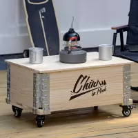 复古实木台简约储物收纳箱露营风茶几咖啡台 80*66*33cm