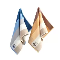 洁玉 中国风熊猫精梳棉毛巾34cm*74cm [蓝+棕2条装] J4016F+2