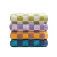 洁玉 棉棉格调100%新疆阿瓦提长绒棉AAA级抗菌带挂绳款方巾 J4731W 春辰