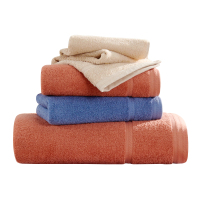 洁玉 似锦开门红云舒双条装纯棉毛巾礼盒 J2701-B 雅棕+珊瑚红