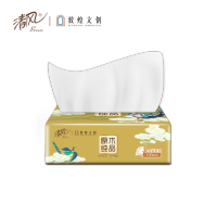清风敦煌文创 原木纯品系列3层100抽6包*4提一箱24包中规格家用抽取方便卫生纸盒
