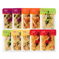 富春龙即食油焖春笋、雪菜嫩笋、泡椒、金针菇笋、香辣笋30g*10袋装 鲜嫩多汁脆爽可口