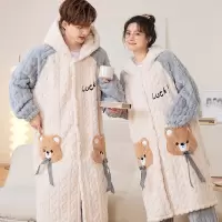 浪莎珊瑚绒睡衣男款秋冬季加厚保暖大码睡袍可外穿新款家居服套装