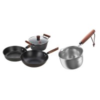 三禾锅具组合(三禾窒化锤纹龙铁锅三件套T321+泼油壶GN09P6)