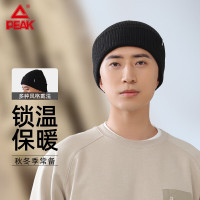 匹克帽子男秋冬季保暖加厚防寒毛线帽情侣针织帽户外骑行滑雪帽子黑色YH72401