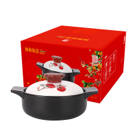 顺祥砂锅煲汤锅 陶瓷炖汤煲仔饭炖锅 久原浅式煲2.3L(柿柿如意)