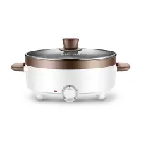 苏泊尔电火锅5L鸳鸯电火锅炖煮涮串极简旋钮4档火力电火锅H30YK17Y-150 白色